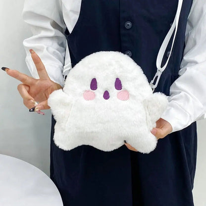 Cute Ghost Kawaii Cartoon Funny Canvas Bag Plush Bag Fashion Casual All Match Messenger Bag Shoulder Bags Women Bag Purse Good Vibrations