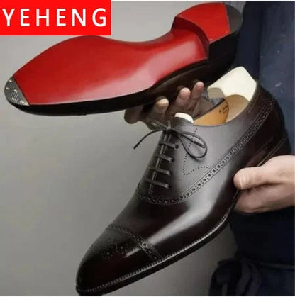 Men's Formal  Shoes Red Sole Fashion Business Casual Party Banquet Daily Retro Carved Lace-up Brogue Dress Wedding Shoes Size 48 Good Vibrations