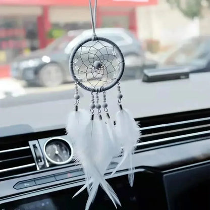 Car Ornament Interior Accessories Dream Catcher Car Pendant for Girls Feather Crystal Mirror Hanging Pendant Home Decor Lucky Good Vibrations