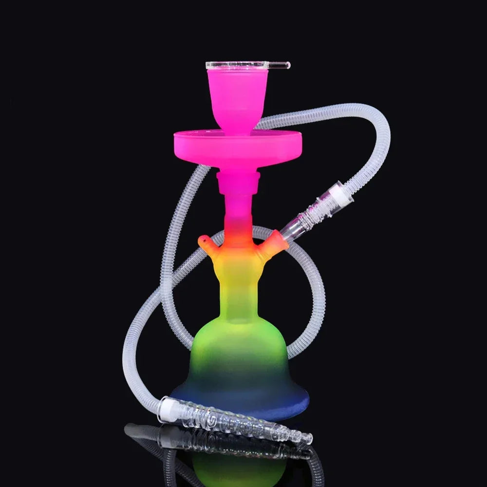 Multicolor Glass Bottle Hookah - Water Pipe - Silicone Hose