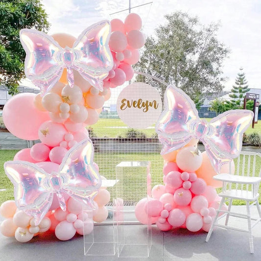 2 Pack Rainbow Transparent Bow Balloons Wedding Gender Reveal Baby Shower Birthday Party Valentine's Day Good Vibrations