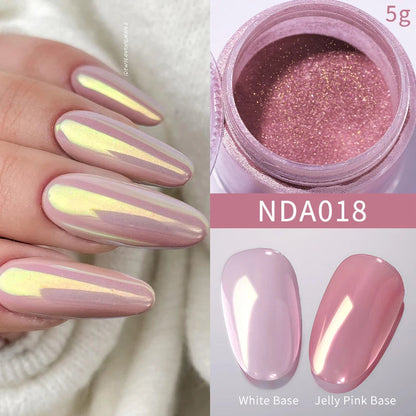 NICOLE DIARY Moonlight Mirror Nail Powder Aurora Silver Glitter Metallic Effect UV Gel Polish Pigment Chrome DIY Nail Decoration Good Vibrations