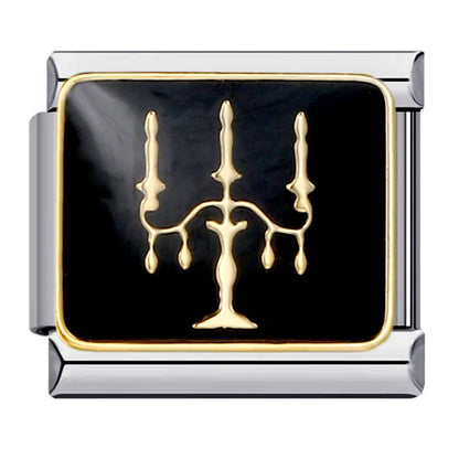 Goth Vintage Black Glaze Skull Raven Ghost Halloween Day's Charm Links Fit 9mm Bracelet Stainless Steel Making DIY Jewelry Good Vibrations