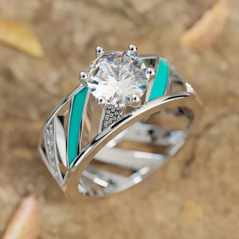 2026 Aesthetic Enamel Flower Finger Ring for Women Wedding Party New 2026  Silver Color Luxury Cubic Zirconia Jewelry Gift Good Vibrations