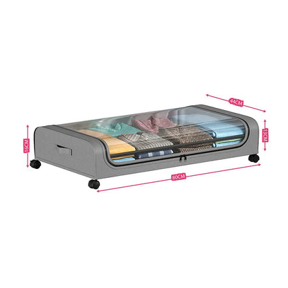Under Bed Storage Organizer - Underbed Bins With Wheels And Lid For Clothes Bedding Shoes Blankets Books Toys Home Organization Good Vibrations
