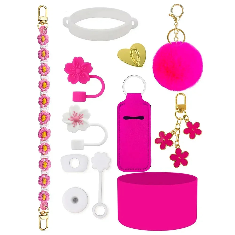 12PCS Accessories for Stanley Cup 30oz 40oz Tumbler Water Bottle Handle Strap Straw Toppers Keychain Charms Silicone Cup Boot Good Vibrations Adult Super Store