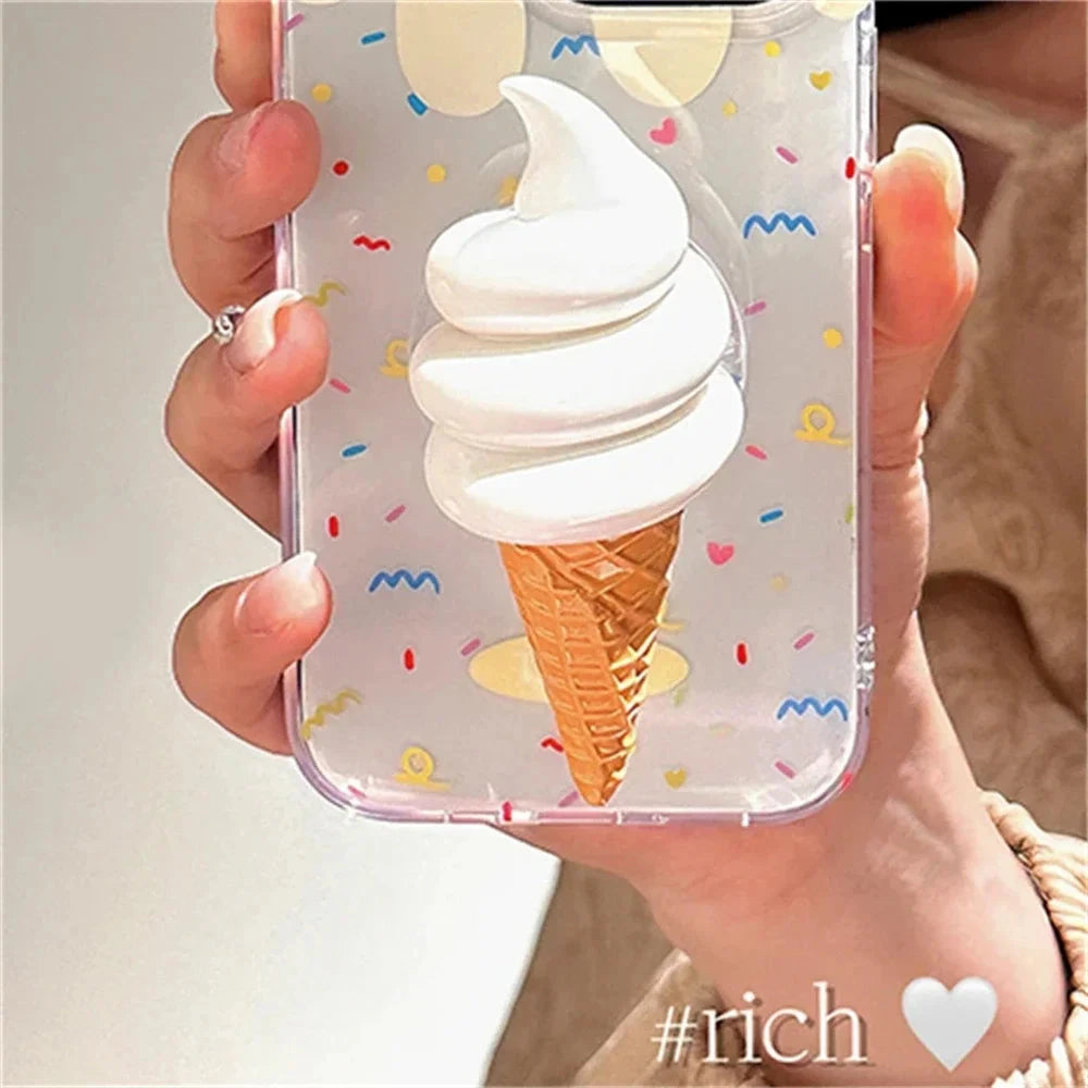 Cute 3D Ice Cream Folding Finger Ring Holder Phone Grip Tok Holder Socket Pocket Support for IPhone Expanding Stand Support Good Vibrations