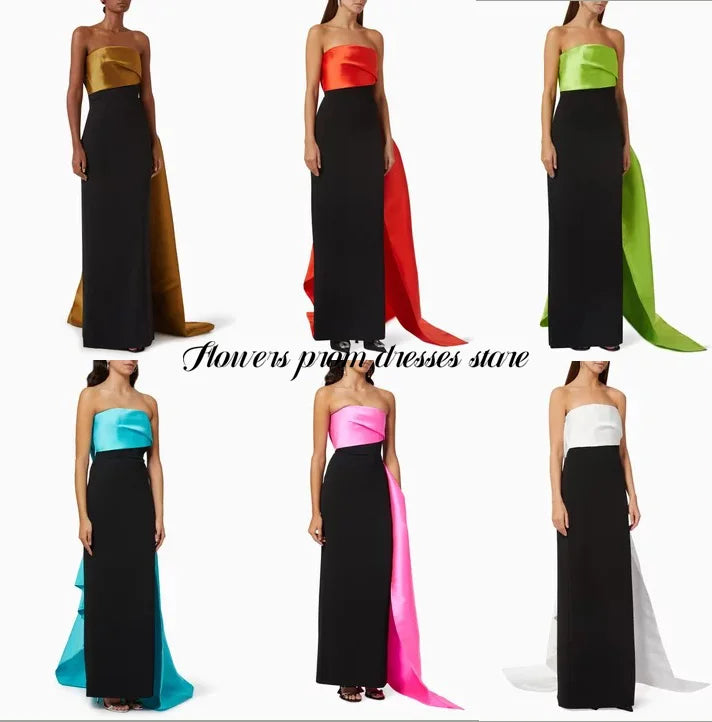 Flowers Prom Satin Evening Dresses Straight Party Dress Pleats Christmas Dress فساتين مناسبة رسمية Customized Good Vibrations