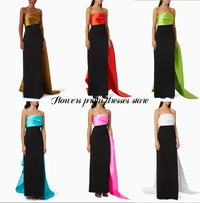 Flowers Prom Satin Evening Dresses Straight Party Dress Pleats Christmas Dress فساتين مناسبة رسمية Customized Good Vibrations