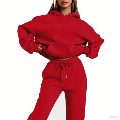 2025 Autumn/Winter New Velvet Warm Hoodie Sports Pants Two Piece Set for Men and Women Solid Color Loose Sports Jogging Set Good Vibrations