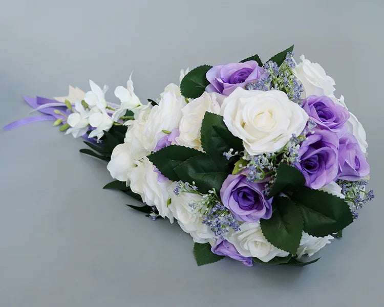 AYicuthia Realistic Wedding Bride Bouquet Hand Tied Flower Decoration Holiday Party Supplies Roses Wedding Flowers Good Vibrations
