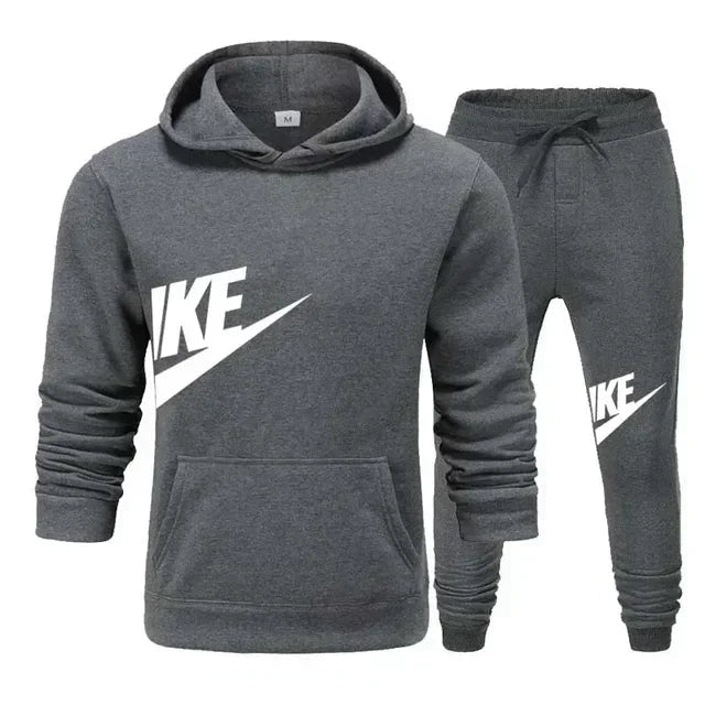 A new autumn and winter men's casual sportswear set of 2-piece hooded sweatshirt and long pants for outdoor fashionable jogging Good Vibrations