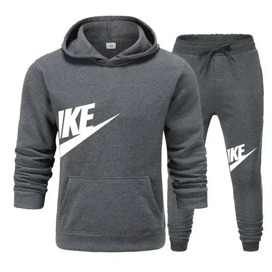 A new autumn and winter men's casual sportswear set of 2-piece hooded sweatshirt and long pants for outdoor fashionable jogging Good Vibrations