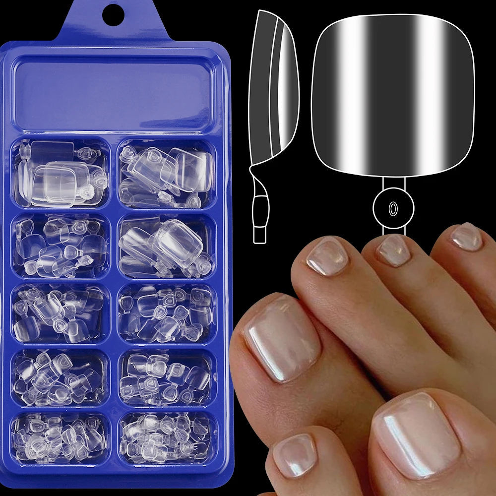 120Pcs French Short Square Artificial Press On Toenails Nude Pink Full Cover False Toe Nails Fake Toe Nail Extension For Women Good Vibrations