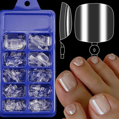 120Pcs French Short Square Artificial Press On Toenails Nude Pink Full Cover False Toe Nails Fake Toe Nail Extension For Women Good Vibrations