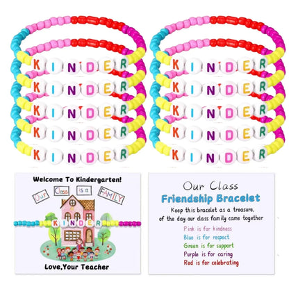 10 Sets Back to School Gifts for StudentInclude Our Class Is a Family Greeting Card andFirst Day of School Bracelet Good Vibrations
