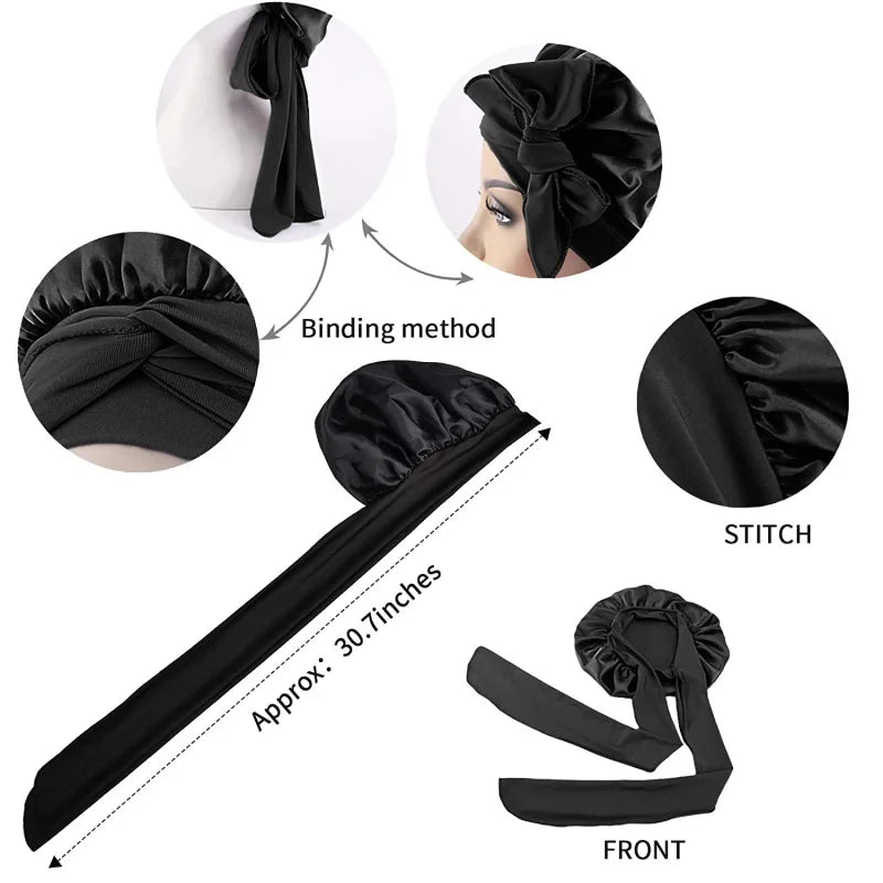 Women Satin Solid Sleeping Hat Night Sleep Cap Hair Care Bonnet Nightcap For Women Men Unisex Cap Bonnet De Nuit Shower Turban Good Vibrations