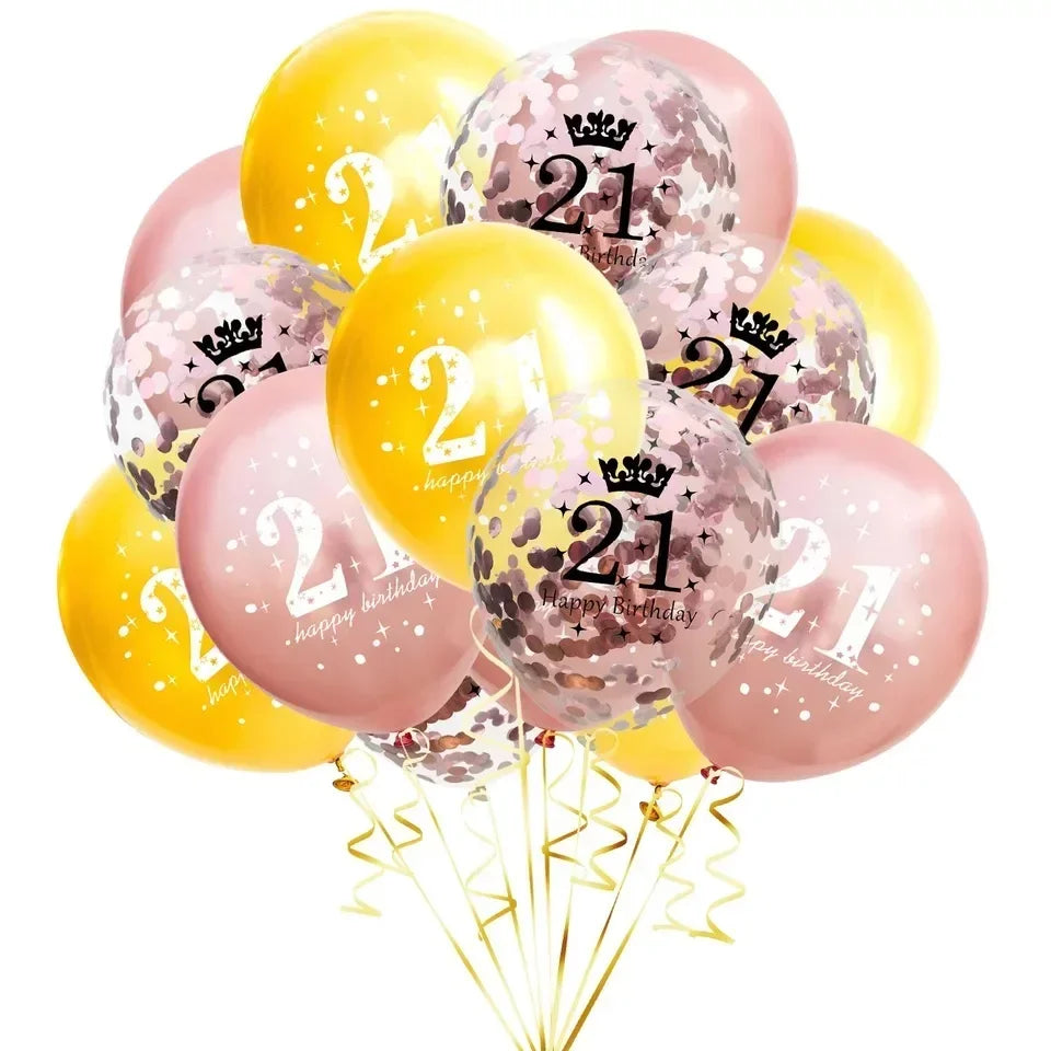 15pcs 18th Happy Birthday Balloon Decor 12 Inch Confetti Latex Balloons for 18 20 30 70 Years Old Birthday Celebrate Decoration Good Vibrations