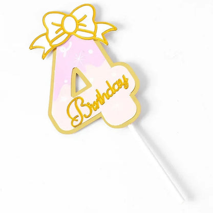 New Digital Decoration Happy Birthday Number Cake Insertion 0 1 2 3 4 5 6 7 8 9 Cake Topper Girls Boys Baby Party Supplies Decor Good Vibrations