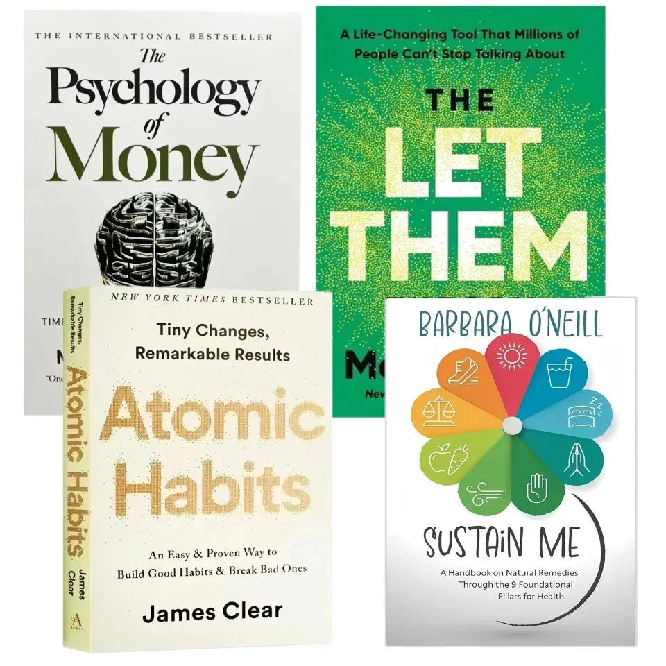 4 Best Books The Let Them Theory/Sustain Me/Money Psychology/Atomic Habits/Self management Enhancement Books Good Vibrations