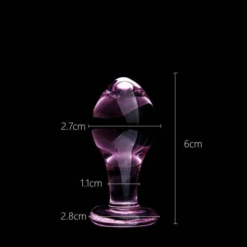Pink Crystal Glass Butt Plug for Women's Anal and Pleasure