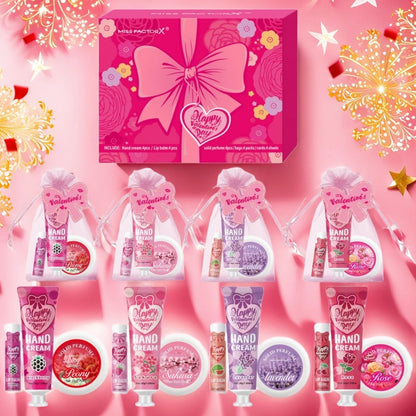 Gift sets 20PCS/box bulk thank you gifts assembly distribution lip balm hand cream perfume pink gift bag and bow card Good Vibrations