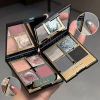 Four-color Eyeshadow Palette Low Saturation Earth Brown Rose Pearly Matte Glitter Eyeshadow Shiny Eye Shadow Lasting Eye Make Up Good Vibrations