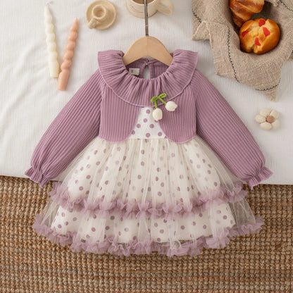 Autumn New Christmas Party Baby Girl Dress, Cute Polka Dot Children'S Clothing Suitable For Babies Aged 6 Months To 3 Years Old Good Vibrations