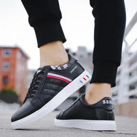 Men's Sneakers White Casual Shoes Lightweight Breathable Flats Fashion Lace-up Vulcanized Shoes Non Slip Outdoor Men Shoes Tenis Good Vibrations