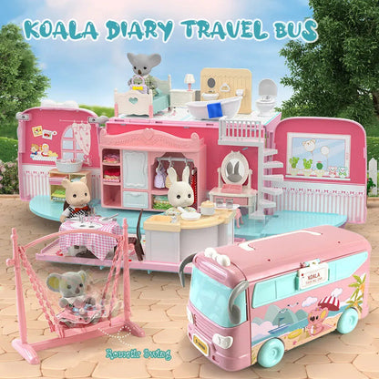 Dollhouse Koala Tour Bus Diary Girl Play House Toy Diy Bedroom Dresser Dining Kitchen Bathroom Shop Pretend Family Toys Girls Good Vibrations