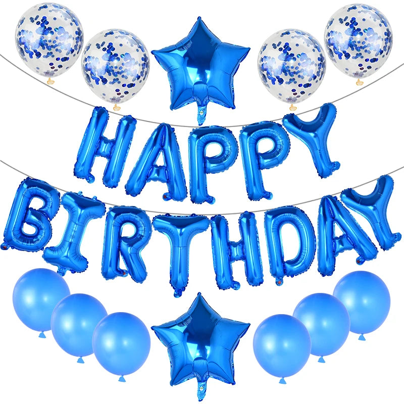 Happy Birthday Decoration Balloons Pink Blue Letter Foil Ballons Set Children Adult Birthday Party Anniversary Decor Supplies Good Vibrations