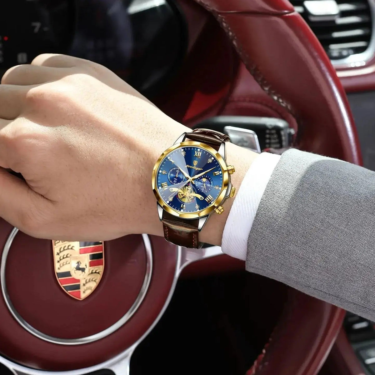 POEDAGAR Military Luxury Men Wristwatch Quartz Waterproof Luminous Chronograph Leather Man Watch Sports Men's Watches Male Reloj Good Vibrations