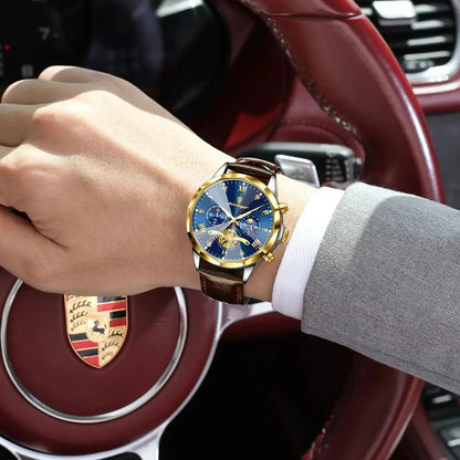 POEDAGAR Military Luxury Men Wristwatch Quartz Waterproof Luminous Chronograph Leather Man Watch Sports Men's Watches Male Reloj Good Vibrations