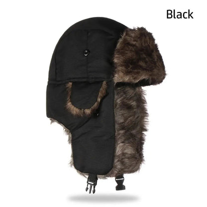 Men Women Trapper Bomber Hats Russian Ushanka Warm Winter Fur Earflap Hat Outdoor Sports Skiing Hunting Fishing Plush Cap Good Vibrations