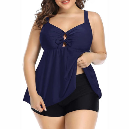 Two-Piece Swimsuit for Women, Plus Size, Full Belly, Shorts, Fat Swimwear Good Vibrations