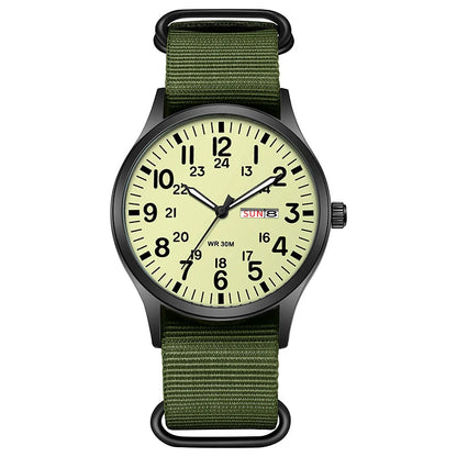 2024 TPW Field Watch Easy Reading Fabric Strap 24 Hours Display Quartz Movement Good Vibrations