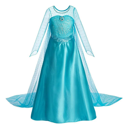 Halloween Elsa Dress for Girls Children Party Princess Costume Kids Disguise with Long Cloak Girl Snow Queen Carnival Clothes Good Vibrations