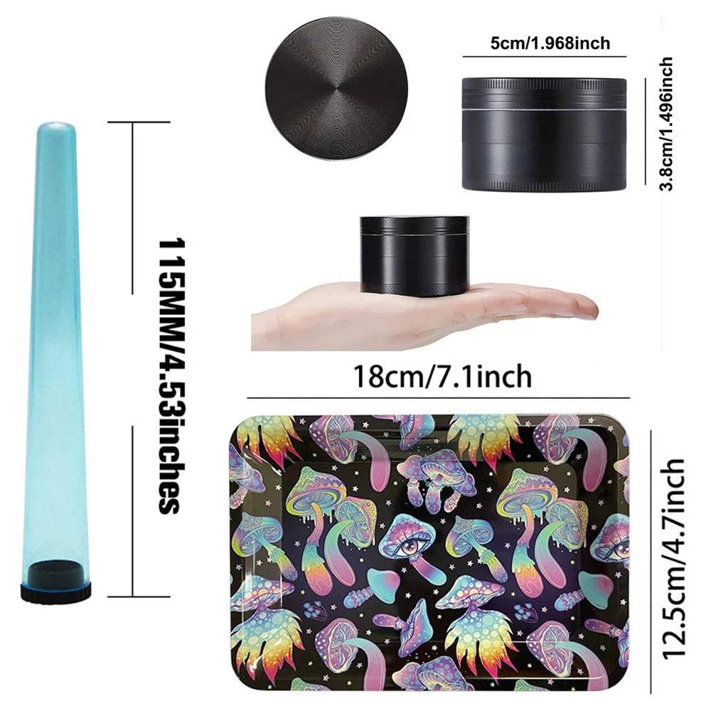 Manual 5cm Crusher Metal Grass Grinder TinPlate 18x12.5cm Rolling Tray Smell Proof Storage Tube Tobacco Herbal Set Cigar Tool Good Vibrations Adult Super Store