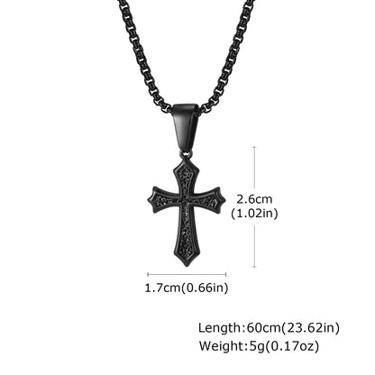 Hip Hop Cross Necklace for Men Women,50/55/60cm Stainless Steel Chic Cross Pendant,Christian Classic Jewelry Gifts Good Vibrations