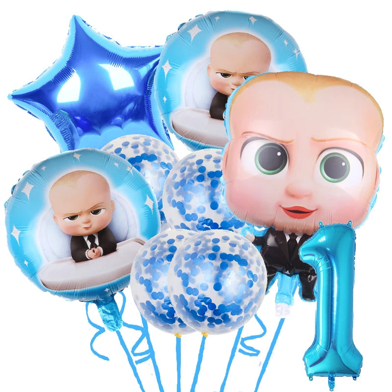Baby Boy Party Decoration Banner Tableware Supplies Paper Boy DIY Cake Topper Birthday Foil Balloons Kit Accessory Gift Bags Good Vibrations