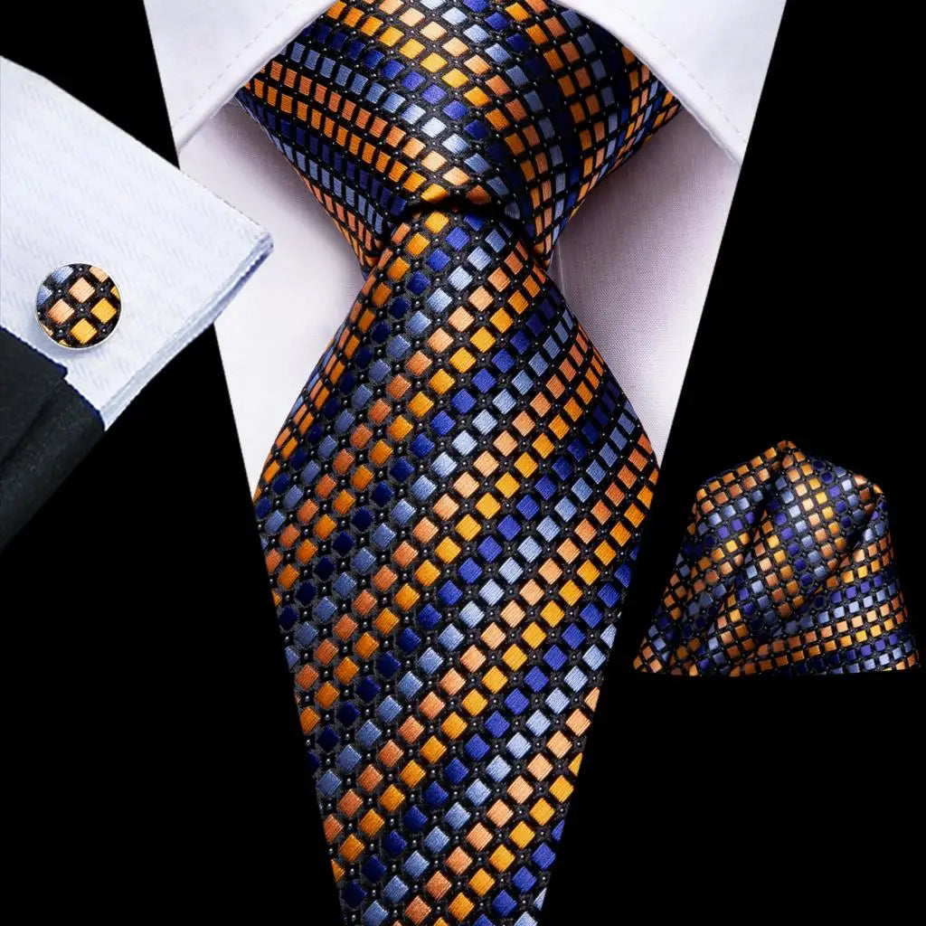 Hi-Tie Blue Business Solid 100% Silk Men's Tie NeckTie 8.5cm Ties for Men Formal Luxury Wedding High Quality Gravata Good Vibrations