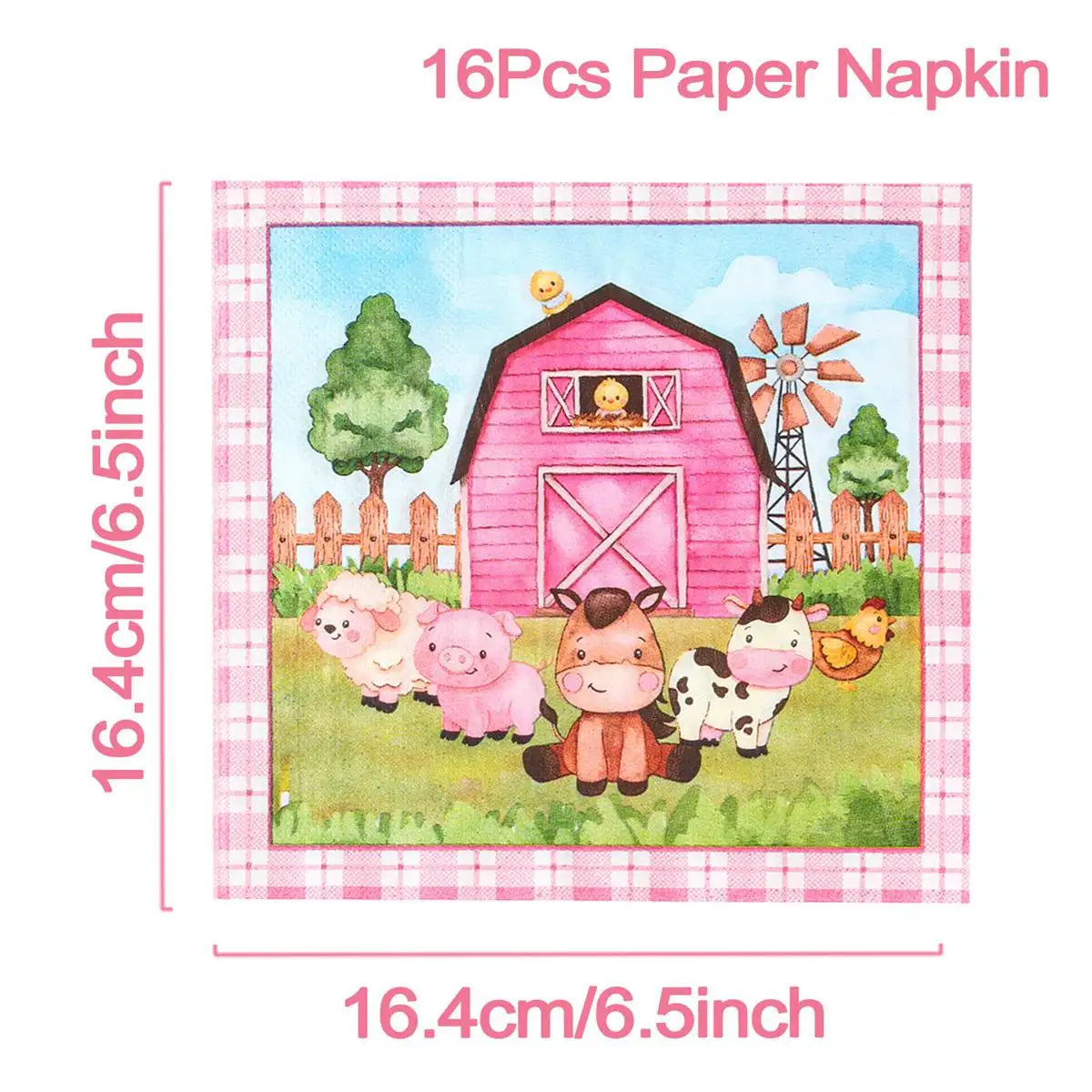 Pink Farm Party Birthday Decorations Disposable Tableware Paper Plates Cups Napkin Baby Shower Kids Girls Birthday Party Decor Good Vibrations