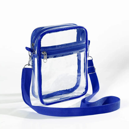 Women Clear Shoulder Bag Stadium Approved PVC Concert Transparent Purse Simple Crossbody Bag With Front Pocket Casual Handbag Good Vibrations