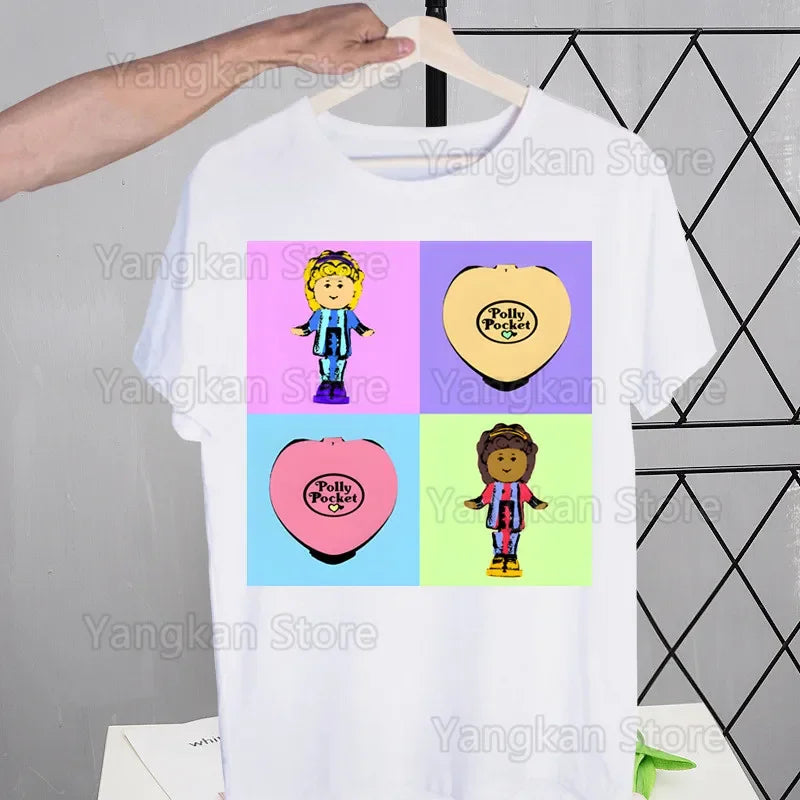 Polly Pocket Print T-Shirt Casual Crew Neck Short Sleeve T-Shirt Women's Clothing Good Vibrations