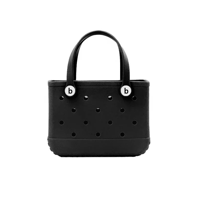 EVA Waterproof Summer Storage Basket Mini Kid Beach Bogg Bag Women Shopping Bag Picnic Rubber Jelly Tote Bogg Bag Kid Purses Good Vibrations