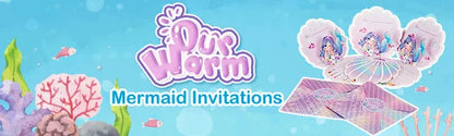 Mermaid Birthday Invitations Girls,3D Pearlescent Invitations Mermaid Party Supplies for Under the Sea Ocean Party Decorations Good Vibrations