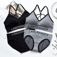 Women's Underwear Set Letter Sports Bra Seamless Female Underwear Comfort No Steel Ring Suit Solid Color Underwear Good Vibrations