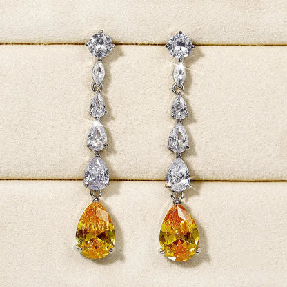 2026 Fashion Bright Yellow Crystal Earrings Female Engagement Party Jewelry Temperament Women Wedding Ceremony Accessories Good Vibrations