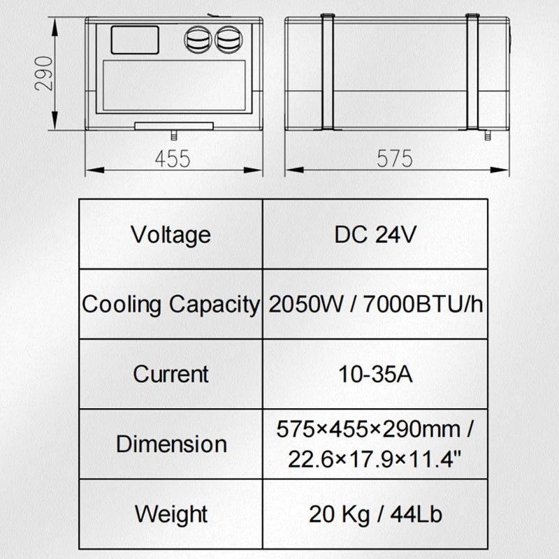 RV Air Conditioner Unit 24V Portable Installation Wide-Range Cooling Electric Vehicle Air Conditioning for Boat Yacht Good Vibrations