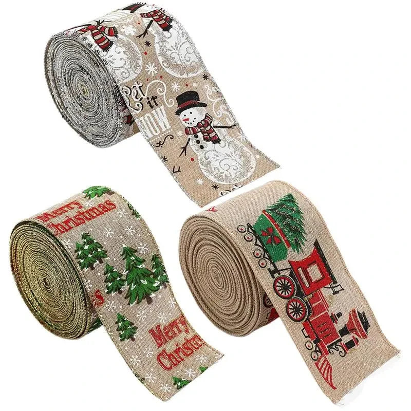 Christmas Ribbon Holiday Wreath Tie Decorative Bow Accessories Wired Edge Ribbon  Holiday Packaging Streamer  ﻿ Good Vibrations